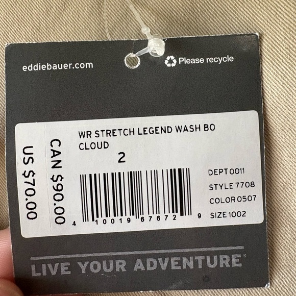 NWT Eddie Bauer, size 2, cargo utility tan pants, boyfriend slim - Picture 3 of 8